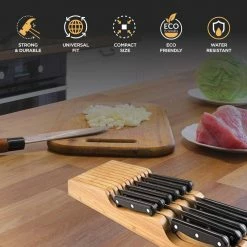 Coupon 😉 Bamboo Drawer Knife Block by Bambusi ✨ -Cutlery Sales light brown wood bambusi knife blocks storage bel kh 4f 1000