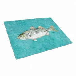 Best Sale ⌛ Fish Striped Bass Tempered Glass Large Cutting Board by Caroline's Treasures 🛒