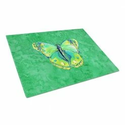 Coupon 😍 Butterfly Green on Green Tempered Glass Large Cutting Board by Caroline's Treasures 🔔