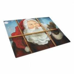 Wholesale 🌟 Kindly Visitor Santa Claus 🎄 Christmas Tempered Glass Large Cutting Board by Caroline's Treasures 😀