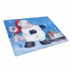 Outlet 👍 My Friends Can Ride Too Snowman Tempered Glass Large Cutting Board by Caroline's Treasures ❤️