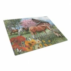 Top 10 😉 Horses Chatting with The Neighbors Tempered Glass Large Cutting Board by Caroline's Treasures 🎉