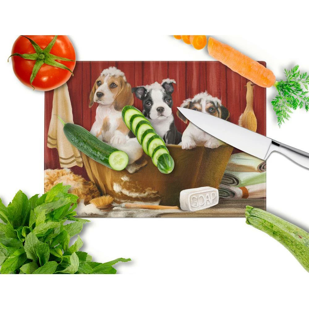 Promo ๐ Beagle, Boston Terrier and Jack Russel in the Tub Tempered Glass Large Cutting Board by Caroline's Treasures โ 4 Promo ๐ Beagle, Boston Terrier and Jack Russel in the Tub Tempered Glass Large Cutting Board by Caroline's Treasures โ - Image 2