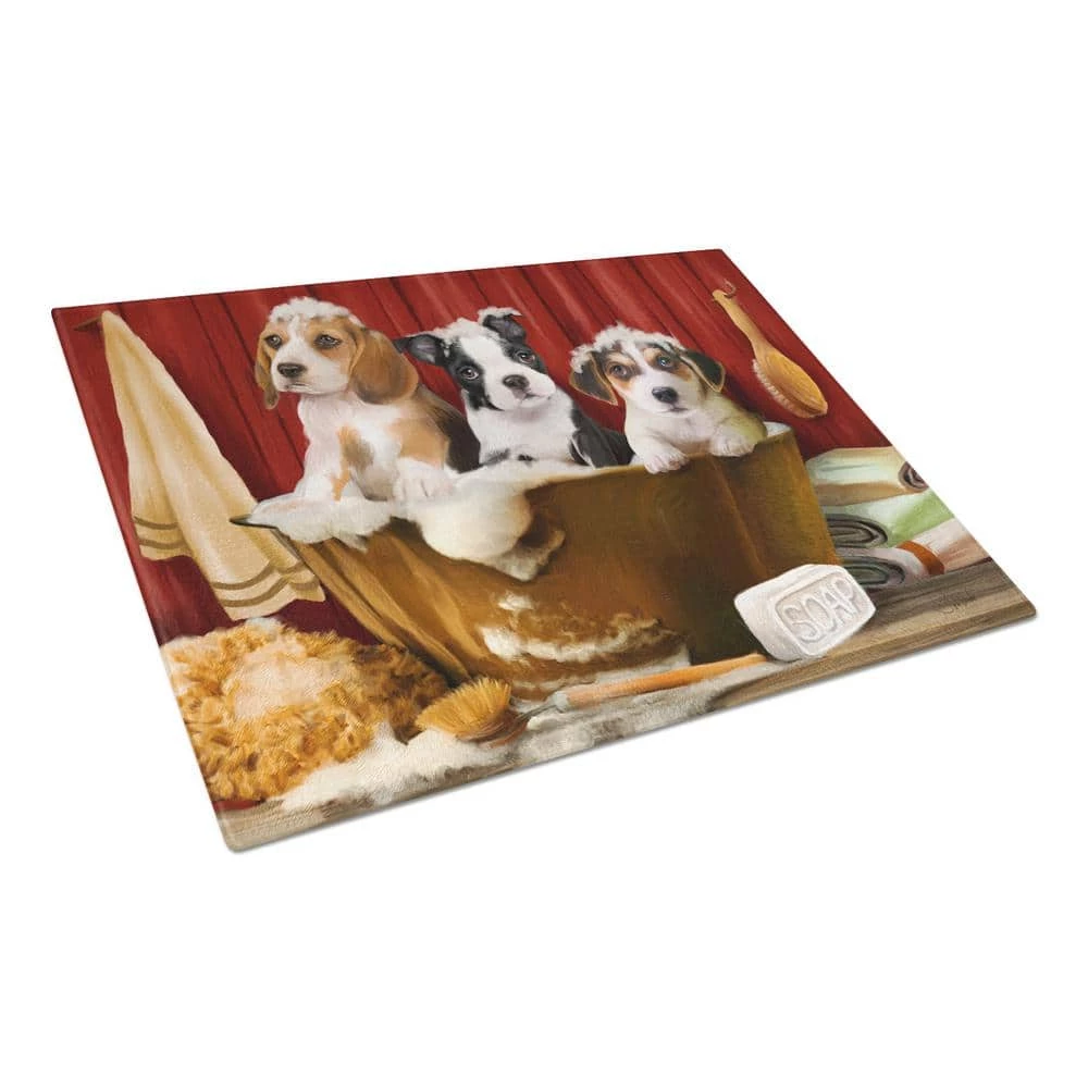 Promo ๐ Beagle, Boston Terrier and Jack Russel in the Tub Tempered Glass Large Cutting Board by Caroline's Treasures โ 3 Promo ๐ Beagle, Boston Terrier and Jack Russel in the Tub Tempered Glass Large Cutting Board by Caroline's Treasures โ