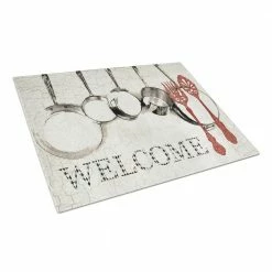 Budget 👏 Pots and Pans Welcome Tempered Glass Large Cutting Board by Caroline's Treasures 🎁