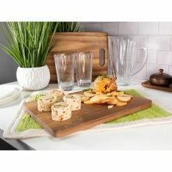 Promo ✔️ 13.75 in. x 9.75 in. Rectangle Acacia Wooden Serving Board by BergHOFF 🎉 -Cutlery Sales natural berghoff cutting boards 2219055 31 1000