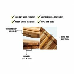 Promo 🎉 22 in. Natural Rectangular Teak Wood Cutting Board with Juice Groove (Pack of 5-Pieces) by cadeninc ❤️ -Cutlery Sales natural cutting boards bfn lqw6 5881 1f 1000