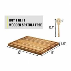 Promo 🎉 22 in. Natural Rectangular Teak Wood Cutting Board with Juice Groove (Pack of 5-Pieces) by cadeninc ❤️ -Cutlery Sales natural cutting boards bfn lqw6 5881 4f 1000