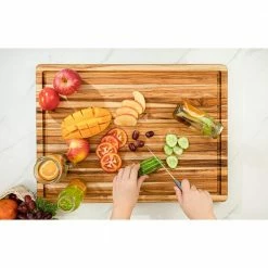 Promo 🎉 22 in. Natural Rectangular Teak Wood Cutting Board with Juice Groove (Pack of 5-Pieces) by cadeninc ❤️ -Cutlery Sales natural cutting boards bfn lqw6 5881 fa 1000