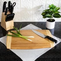 Promo 🔥 Extra-Large 18 in L x 12 in W Rectangle Bamboo Burnished Cutting Board by Honey-Can-Do 💯 -Cutlery Sales natural honey can do cutting boards j34 0005 31 1000