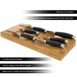 Cheap 🎉 Bamboo Knife Block Set by Classic Cuisine 😀 -Cutlery Sales natural wood classic cuisine knife blocks storage m030200 1f 1000