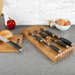 Cheap 🎉 Bamboo Knife Block Set by Classic Cuisine 😀 -Cutlery Sales natural wood classic cuisine knife blocks storage m030200 31 1000