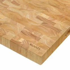 Discount 🤩 17 in. x 16 in. x 2 in. Rectangle French Oak Wood End-Grain Butcher's Block by Ruvati ✔️ -Cutlery Sales oak ruvati cutting boards rva2445oak 1f 1000