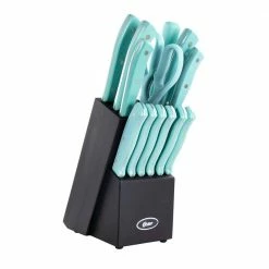 Discount โ๏ธ Steffen 14 Piece Stainless Steel Knife Set with Storage Block in Blue by Oster ๐