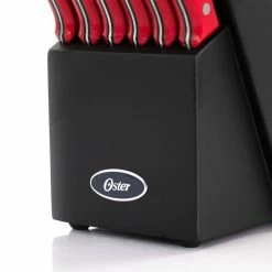 Best deal 👍 Steffen 14 Piece Stainless Steel Knife Set in Red with Hardwood Storage Block by Oster ⭐ -Cutlery Sales oster knife sets 985114547m 1f 1000
