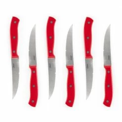 Best deal 👍 Steffen 14 Piece Stainless Steel Knife Set in Red with Hardwood Storage Block by Oster ⭐ -Cutlery Sales oster knife sets 985114547m 66 1000
