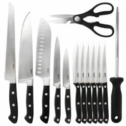 Discount 😍 Durbin 14- Piece Stainless Steel Knife Set with Wood Block by Oster 🧨 -Cutlery Sales oster knife sets 985115157m fa 1000