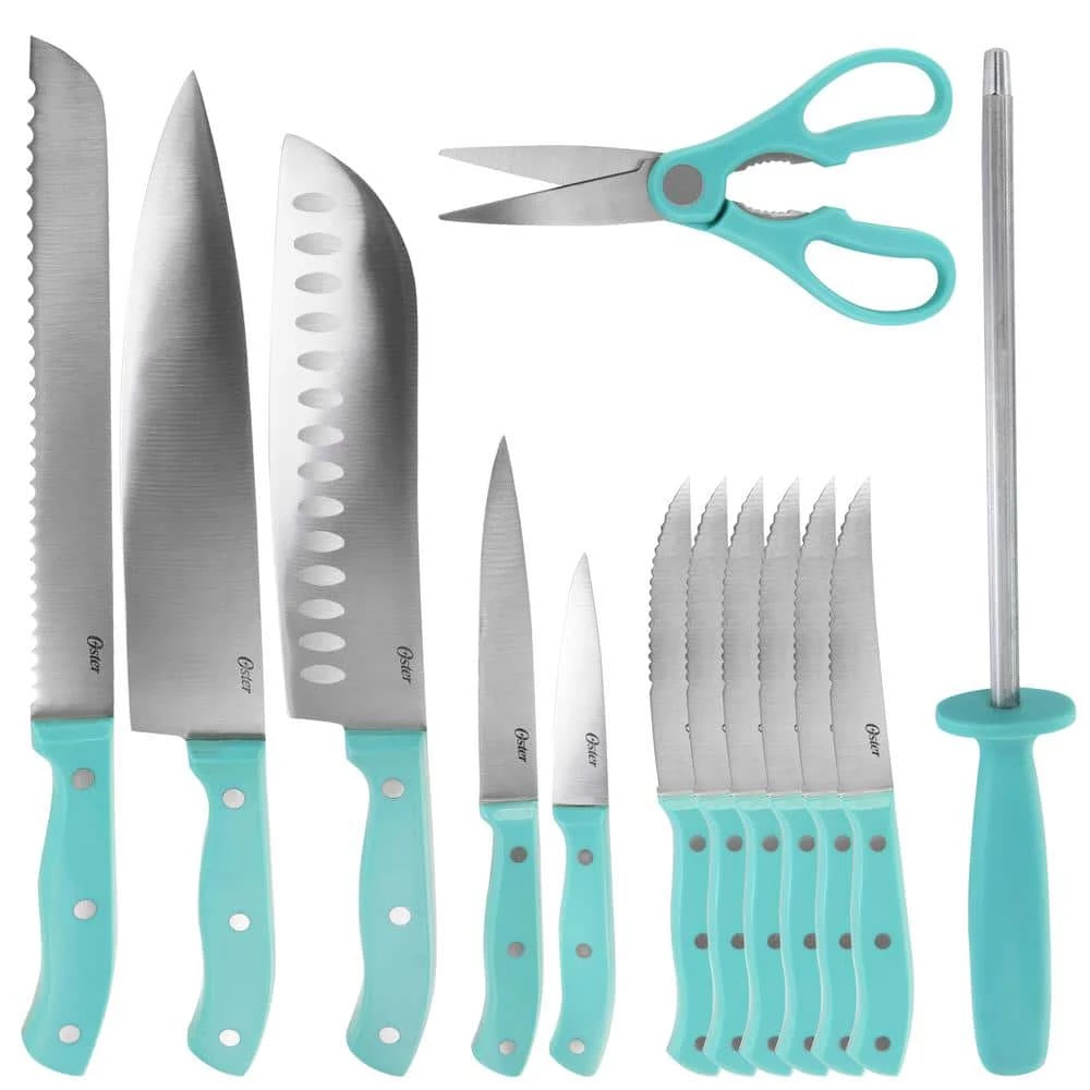 Best Pirce ๐ Evansville 14- Piece Stainless Steel Knife Set in Light Blue with Wood Block by Oster ๐ 7 Best Pirce ๐ Evansville 14- Piece Stainless Steel Knife Set in Light Blue with Wood Block by Oster ๐ - Image 5