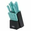 Best Pirce 🔔 Evansville 14- Piece Stainless Steel Knife Set in Light Blue with Wood Block by Oster 😀 -Cutlery Sales oster knife sets 985115261m 64 1000