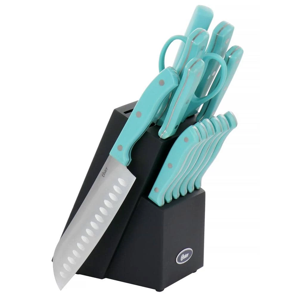 Best Pirce ๐ Evansville 14- Piece Stainless Steel Knife Set in Light Blue with Wood Block by Oster ๐ 4 Best Pirce ๐ Evansville 14- Piece Stainless Steel Knife Set in Light Blue with Wood Block by Oster ๐ - Image 2