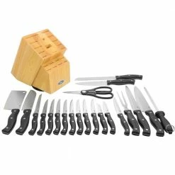 Deals 😉 Winstead 22- Piece Stainless Steel Knife Set with Black Handles and Swivel Wood Block by Oster ⌛ -Cutlery Sales oster knife sets 98586276m 1f 1000