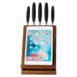 Deals 🤩 6-Piece Japanese Stainless Steel Knife Block Set with Rotating Knife Block and Tablet Holder by Ozeri 💯 -Cutlery Sales ozeri knife sets ozk5 1d 1000
