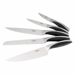 Deals 🤩 6-Piece Japanese Stainless Steel Knife Block Set with Rotating Knife Block and Tablet Holder by Ozeri 💯 -Cutlery Sales ozeri knife sets ozk5 1f 1000