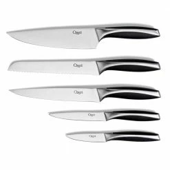 Deals 🤩 6-Piece Japanese Stainless Steel Knife Block Set with Rotating Knife Block and Tablet Holder by Ozeri 💯 -Cutlery Sales ozeri knife sets ozk5 44 1000