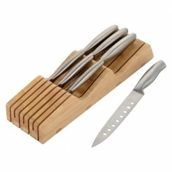 Outlet ⭐ 8-Piece Stainless Steel Knife Set, with Japanese Stainless Steel Slotted Blades by Ozeri 🤩 -Cutlery Sales ozeri knife sets ozk6 fa 1000