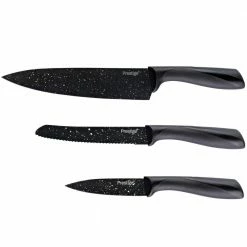 Best Pirce 🎉 Stone Quartz 3-Piece Nonstick Knife Set Black and Gold Speckle by Prestige ✔️