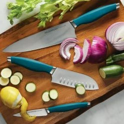 Brand new ✨ Cutlery Japanese Stainless Steel Chef Knife Set, Teal, 3-Piece by Rachael Ray 😉 -Cutlery Sales rachael ray knife sets 47756 31 1000
