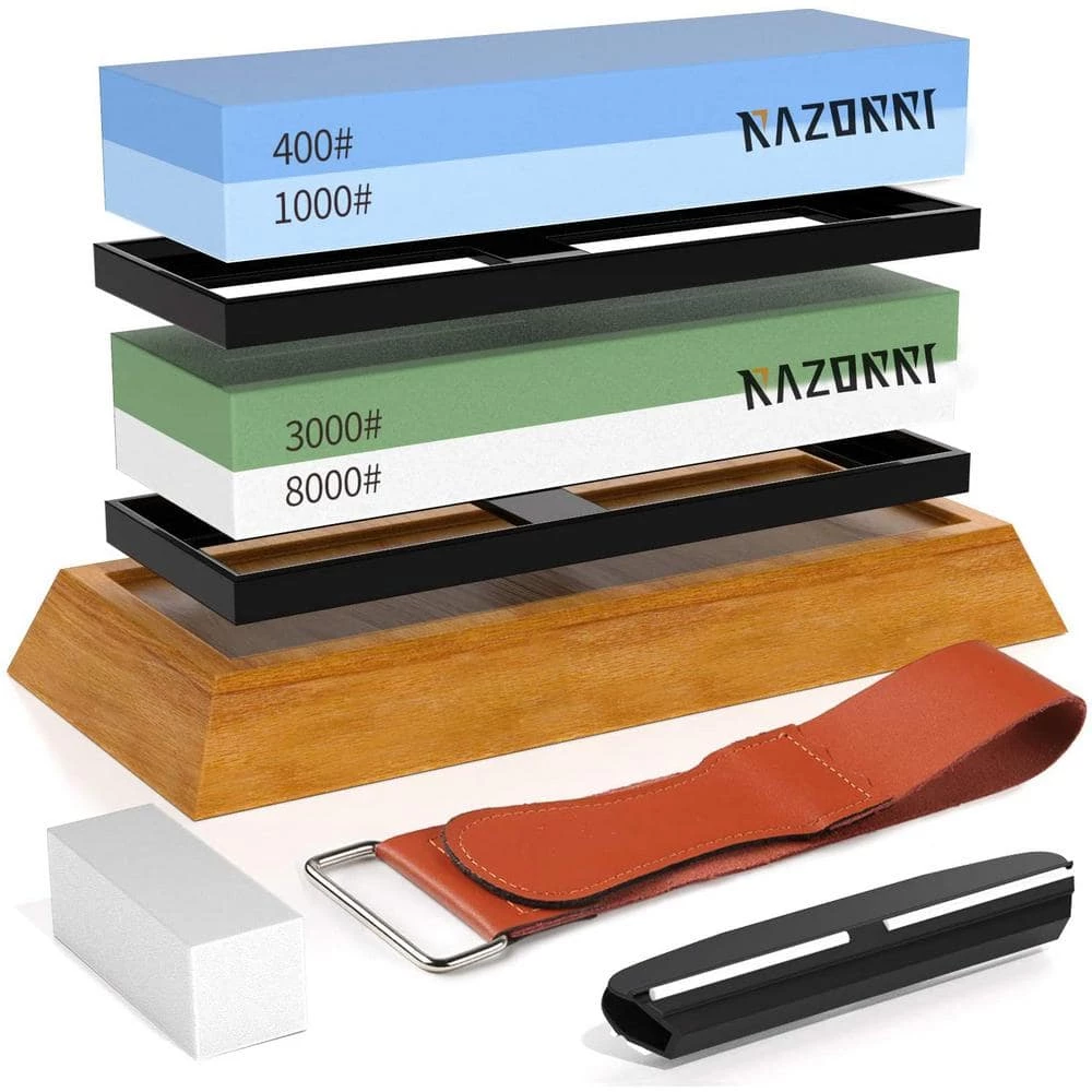 Cheapest ๐ฅฐ Solido Angle Guide 2-Double-Sided 400/1000 and 3000/8000 Grit Whetstones Knife Sharpening Stone Kit with Leather Strop by Razorri โ 2 Cheapest ๐ฅฐ Solido Angle Guide 2-Double-Sided 400/1000 and 3000/8000 Grit Whetstones Knife Sharpening Stone Kit with Leather Strop by Razorri โ