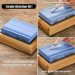 Coupon ✨ Solido C3 400 and 1000 Grit Wood Carving Whetstone Sharpening Stone Kit with Multiple Grooves by Razorri 🌟 -Cutlery Sales razorri manual knife sharpeners solido c3 1f 1000