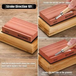 Coupon ✨ Solido C3 400 and 1000 Grit Wood Carving Whetstone Sharpening Stone Kit with Multiple Grooves by Razorri 🌟 -Cutlery Sales razorri manual knife sharpeners solido c3 4f 1000