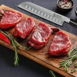 Promo 🥰 7 in. German High Carbon Steel Full Tang Santoku Knife by Movisa 🛒 -Cutlery Sales santoku knives mvdjs07 31 1000