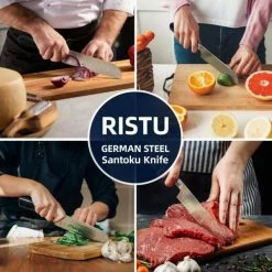 Buy 🎉 7 in. Stainless Steel Partial Tang Japanese Chef Santoku Knife with Wood Composite Handle by HOMLUX 😉 -Cutlery Sales santoku knives x002y4bhzd 31 1000