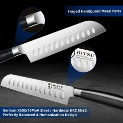 Buy 🎉 7 in. Stainless Steel Partial Tang Japanese Chef Santoku Knife with Wood Composite Handle by HOMLUX 😉 -Cutlery Sales santoku knives x002y4bhzd 4f 1000