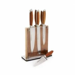 Cheap 😉 7-Piece Stainless Steel Cutlery Bonded Teak Set with Acacia Midtown Knife Block by SCHMIDT BROS. 😀 -Cutlery Sales schmidt bros knife sets sbcbt07pm1 44 1000
