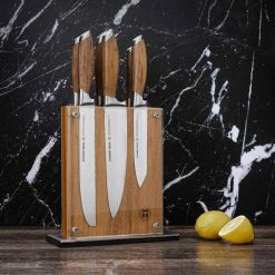 Cheap 😉 7-Piece Stainless Steel Cutlery Bonded Teak Set with Acacia Midtown Knife Block by SCHMIDT BROS. 😀 -Cutlery Sales schmidt bros knife sets sbcbt07pm1 4f 1000