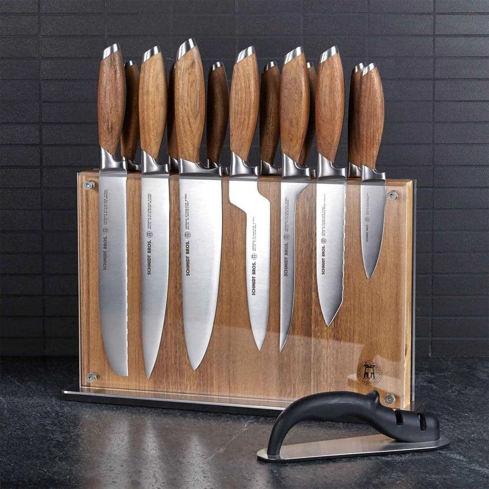 Promo ✨ 15-Piece Stainless Steel Cutlery Bonded Teak Set with Acacia Downtown Knife Block by SCHMIDT BROS. ❤️ 6 Promo ✨ 15-Piece Stainless Steel Cutlery Bonded Teak Set with Acacia Downtown Knife Block by SCHMIDT BROS. ❤️ - Image 4