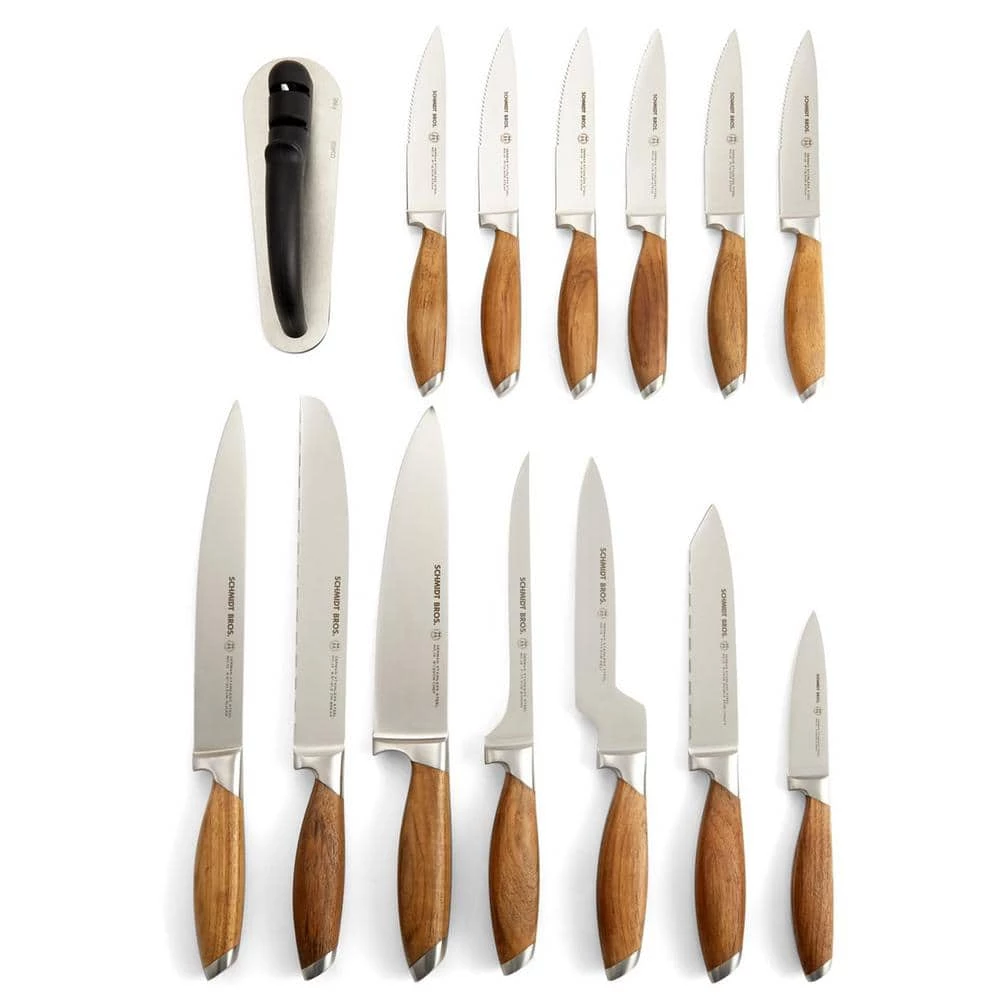Promo ✨ 15-Piece Stainless Steel Cutlery Bonded Teak Set with Acacia Downtown Knife Block by SCHMIDT BROS. ❤️ 4 Promo ✨ 15-Piece Stainless Steel Cutlery Bonded Teak Set with Acacia Downtown Knife Block by SCHMIDT BROS. ❤️ - Image 2