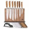 Cheap 🎉 15-Piece Stainless Steel Cutlery Zebra Wood Set with Zebra Downtown Knife Block by SCHMIDT BROS. ✨