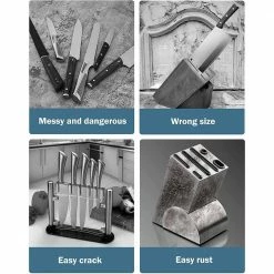 Outlet 😉 12-Knife Universal Stainless Steel Knife Block With Double Ripple Slot and Space Saving by cadeninc ✔️ -Cutlery Sales silver knife blocks storage rain lqd5 hlbg 44 1000