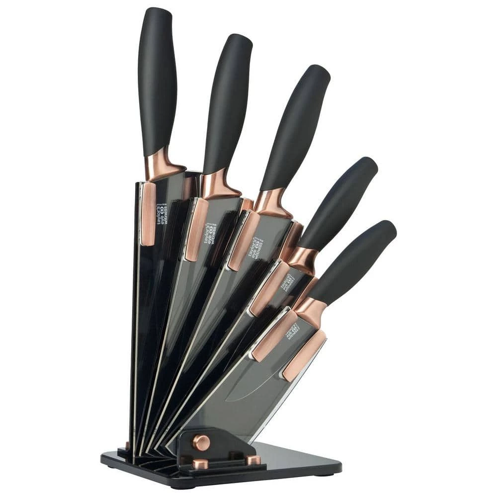 Coupon ✨ Brooklyn Copper 5-Piece Knife Block Set with Fan Shaped Knife Block by Taylor's Eye Witness 🌟 3 Coupon ✨ Brooklyn Copper 5-Piece Knife Block Set with Fan Shaped Knife Block by Taylor's Eye Witness 🌟