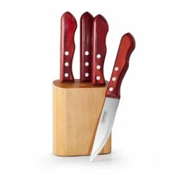 Best deal 🎉 Porterhouse 5-Piece Steak Knife Set with Hardwood Counter Block by Tramontina 😀