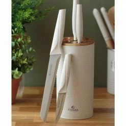 Brand new 🔥 6- Piece Recycled Stainless Steel Sustainable Knife Set with Wheat Fiber Knife Block by VINERS 💯 -Cutlery Sales viners knife sets 0305 186u 31 1000