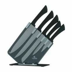 Hot Sale ๐ Everyday 6- Piece Stainless Steel Knife Set w/ Clear Front Acrylic Knife Block by VINERS โจ