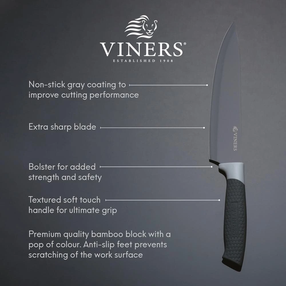 Best deal ❤️ Horizon 6-Piece Non-Stick 🧥 Coated Stainless Steel Knife Set with Bamboo Knife Block by VINERS 🎉 5 Best deal ❤️ Horizon 6-Piece Non-Stick 🧥 Coated Stainless Steel Knife Set with Bamboo Knife Block by VINERS 🎉 - Image 3