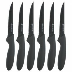 Coupon ✨ Everyday 4.5 in. Stainless Steel Full Tang Serrated Edge Steak Knife with Soft Touch Handle (Set of 6) by VINERS 💯