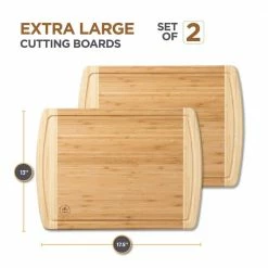 Deals 🌟 Large Bamboo Cutting Boards Good For Chopping Meat, Cheese and Vegetables (Set of 2) by Bambusi 🎉 -Cutlery Sales wood bambusi cutting boards bam cbs 2p 44 1000